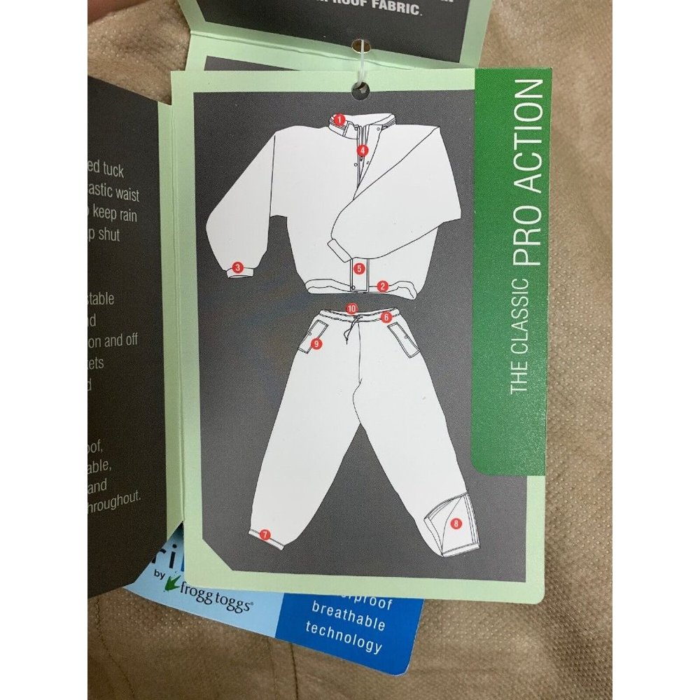 Frogg Toggs Outerwear Pro Action Regular Suit Khaki Small PA102-04 - Picture 6 of 10